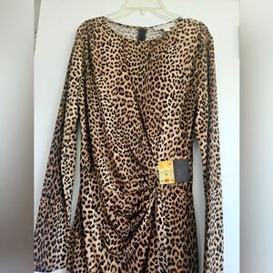 Michael Kors Leopard Print Dress with Gold Accent